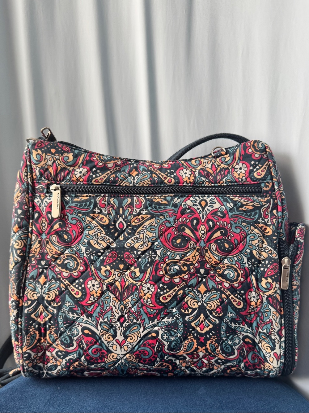 Travelon Paisley Floral Boho Crossbody Bag Purse RFID Multicolor Quilted Purse